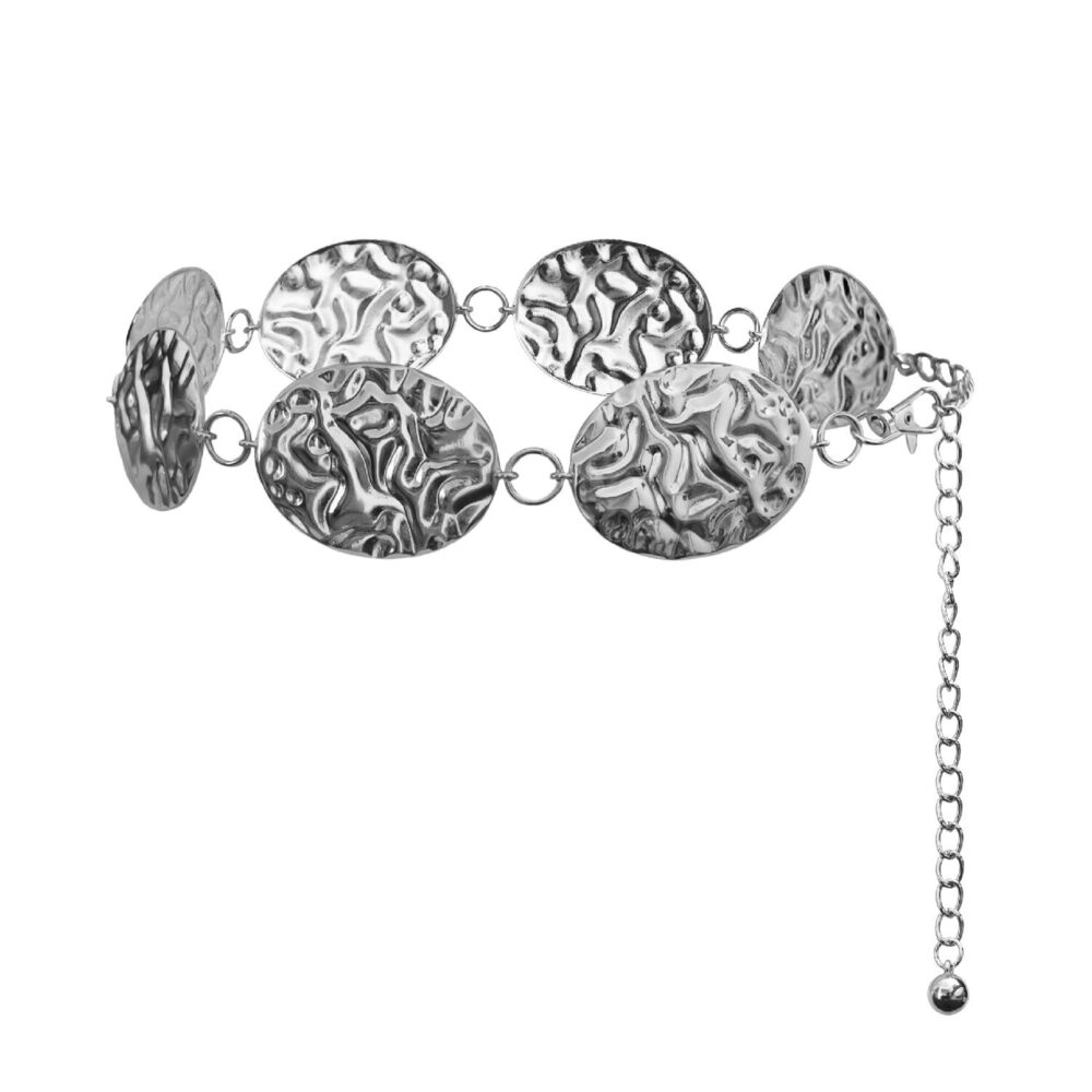 9816 Western Gold Concho Chain Belt – Hammered Metal Cowgirl Waist